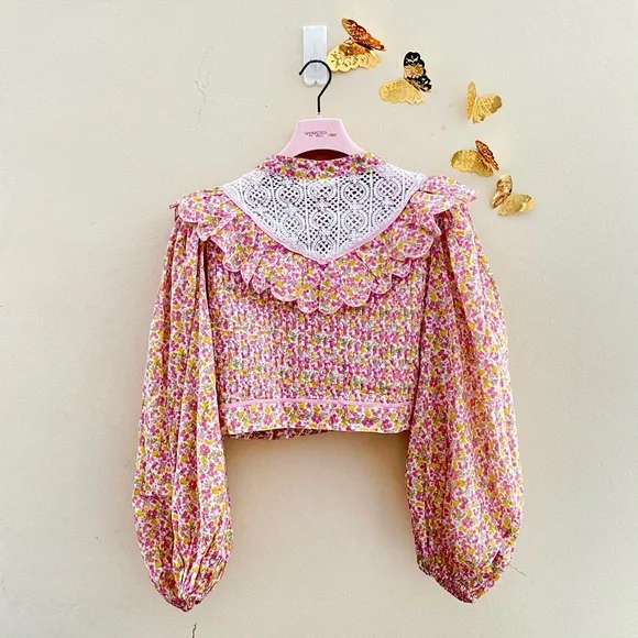 NWT: LOVESHACKFANCY | Egan Floral Crop Top - Picture 5 of 10